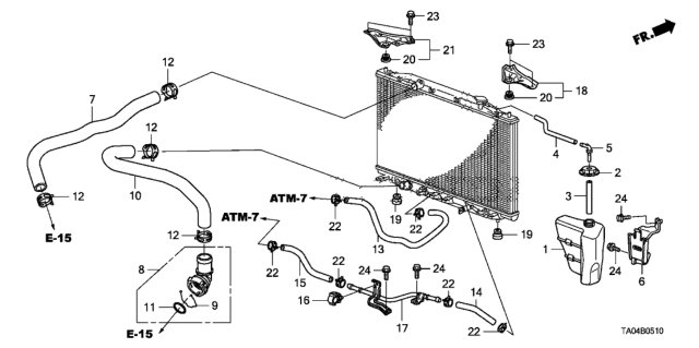 2009 Honda Accord Radiator Hose - Reserve Tank (L4) Diagram