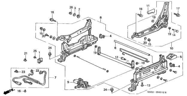 1995 Honda Odyssey Left Front Seat Components (Power Height) Diagram