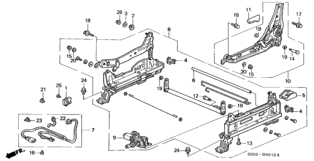 1998 Honda Odyssey Left Front Seat Components (Power Height) Diagram