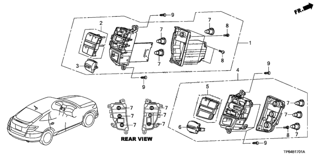 2015 Honda Crosstour Switch Assembly, Automatic Air Conditioner (Gun Metallic) Diagram for 79620-TP6-A02ZC
