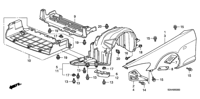 2008 Honda S2000 Front Fenders Diagram