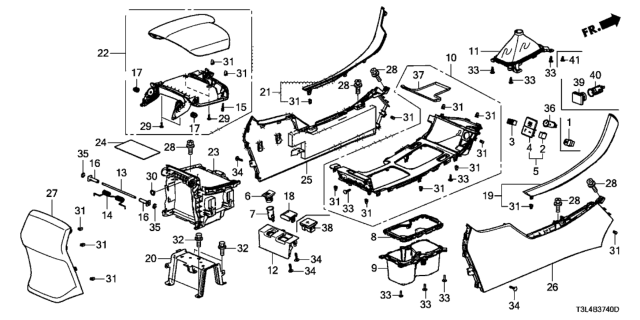 2014 Honda Accord Armrest Assembly, Console (Cashmere Ivory) Diagram for 83450-T2F-B02ZA