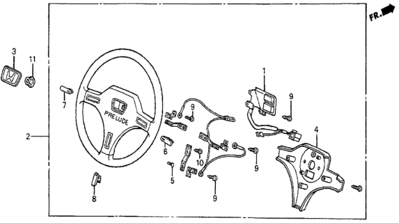 1987 Honda Prelude 2 Door SI KA 5MT Steering Wheel Diagram