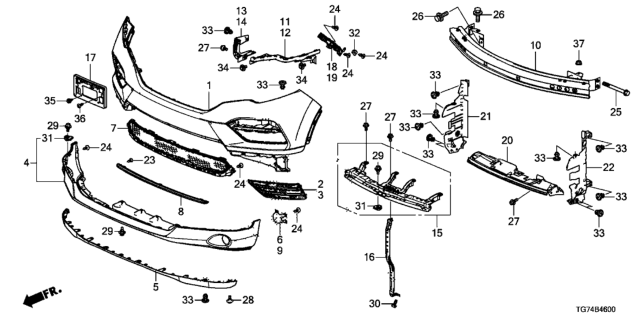 2017 Honda Pilot Base, Front License Plate Diagram for 71180-TG7-A00