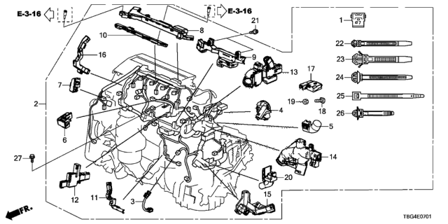 2018 Honda Civic Engine Wire Harness (2.0L) Diagram