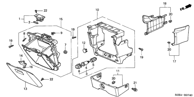 2001 Honda Odyssey 5 Door EX (NAVIGATION) KA 4AT Console Diagram