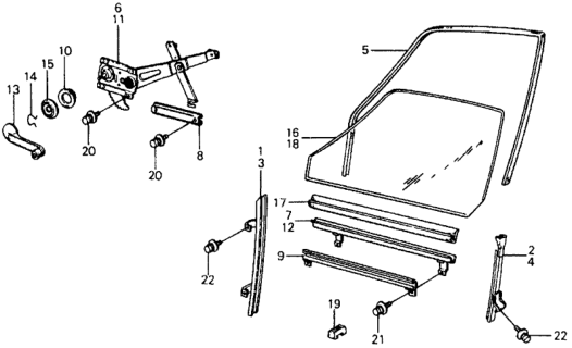 1978 Honda Civic Regulator, Right Front Door Diagram for 75310-659-014