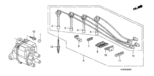 1989 Honda CRX Clamp A, Ignition Wire Diagram for 32765-PM3-000