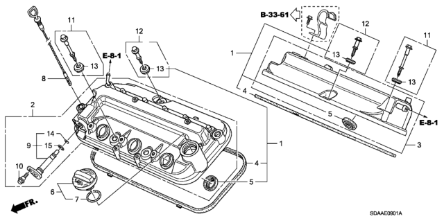 2007 Honda Accord 4 Door EX (V6) KL 5AT Cylinder Head Cover (V6) Diagram