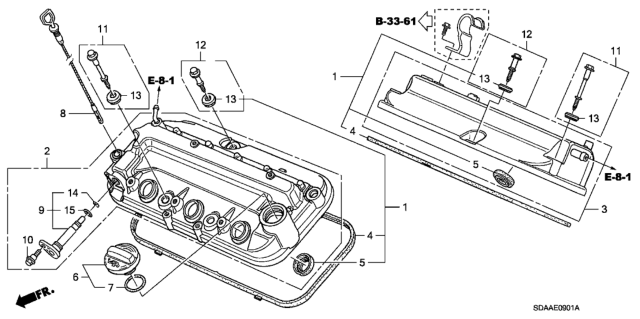 2007 Honda Accord Cylinder Head Cover (V6) Diagram