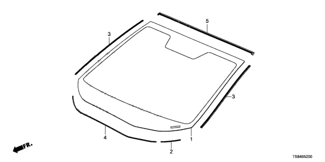 2014 Honda Civic Molding, FR. Windshield Diagram for 73150-TS8-A01