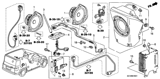 2011 Honda Element Radio Antenna - Speaker Diagram