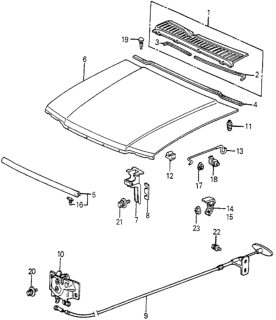 1982 Honda Accord 3 Door LX KA 5MT Hood Diagram