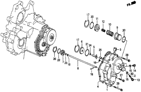 1986 Honda Prelude AT Right Side Cover Diagram