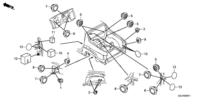 2014 Honda Ridgeline Grommet (Rear) Diagram