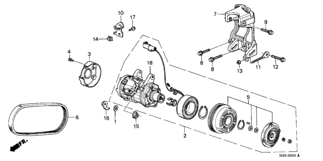 1988 Honda Accord Clutch Set, Magnetic (10P15E) (Denso) Diagram for 38900-PH1-003