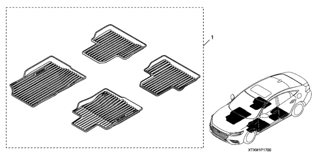 2021 Honda Insight All Season Mat (High Wall) Diagram