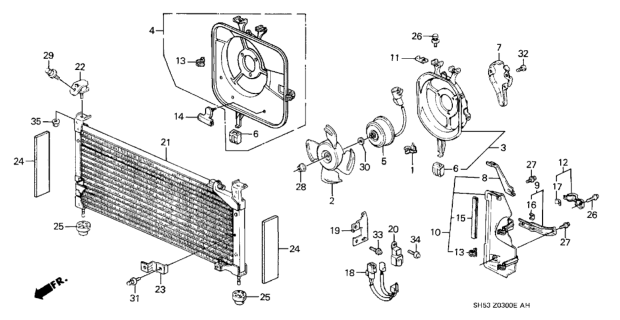 1990 Honda Civic 5 Door DX KA 5MT A/C Air Conditioner (Condenser) Diagram