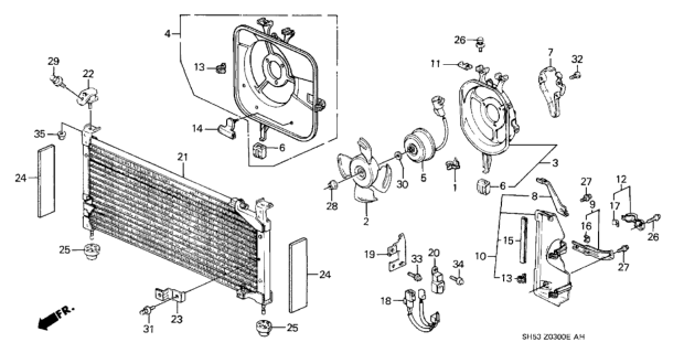 1989 Honda Civic Shroud Diagram for 38615-PM6-A02