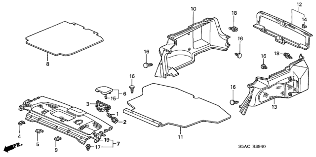 2005 Honda Civic Tray, RR. *YR239L* (KI IVORY) Diagram for 84505-S5A-C00ZB