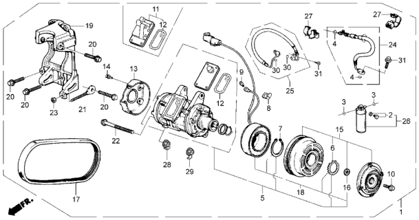 1987 Honda Accord Compressor Diagram for 38810-PH1-N01