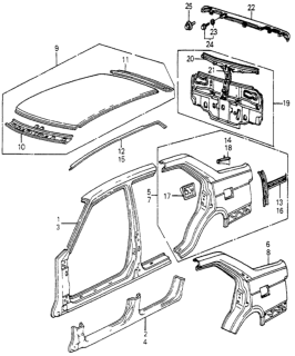 1985 Honda Accord Outer Panel Diagram