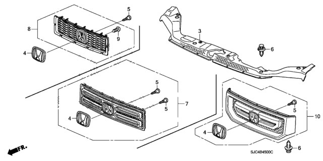 2008 Honda Ridgeline Emblem, Front Grille (H) Diagram for 75700-SJC-A00