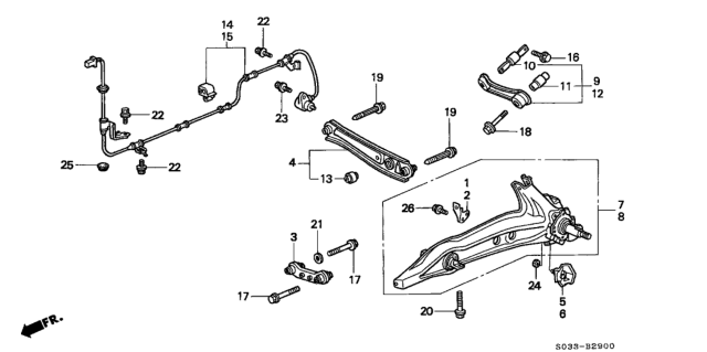1998 Honda Civic 3 Door CX KA 4AT Rear Lower Arm Diagram
