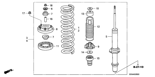 2007 Honda Accord Shock Absorber Assembly, Right Front Diagram for 51601-SDP-A15