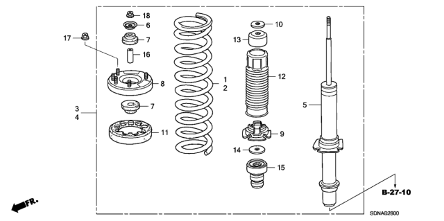 2007 Honda Accord Spring, Front Diagram for 51401-SDB-A15