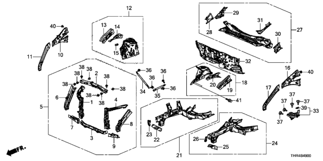 2022 Honda Odyssey Crossmember Set, Front Bulkhead (Lower) Diagram for 04603-TG7-A00ZZ