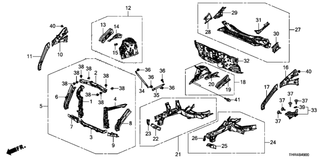 2019 Honda Odyssey Bulkhead, Front Diagram for 60400-THR-315ZZ