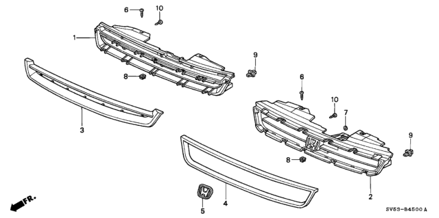 1994 Honda Accord 5 Door LX (ABS) KA 5MT Grille Diagram