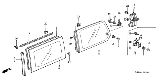 2003 Honda Odyssey Seal, Slide Door Glass (Upper) Diagram for 73426-S0X-A00