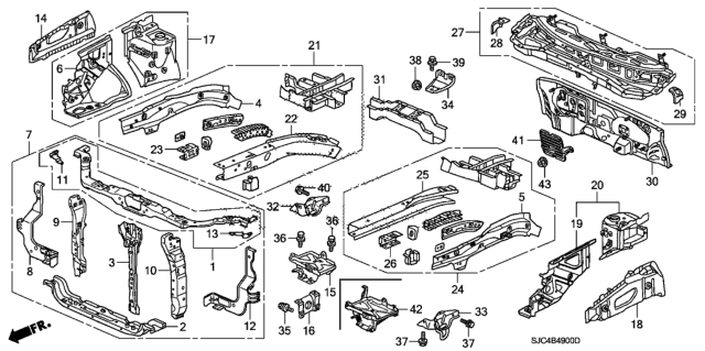 2013 Honda Ridgeline Front Bulkhead - Dashboard Diagram