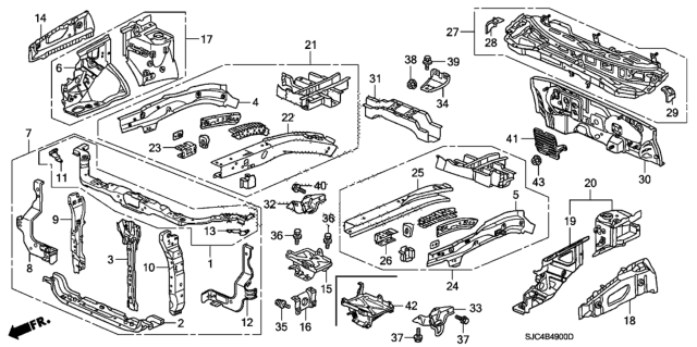 2010 Honda Ridgeline Front Bulkhead - Dashboard Diagram