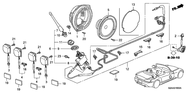 2009 Honda S2000 Radio Antenna - Speaker Diagram