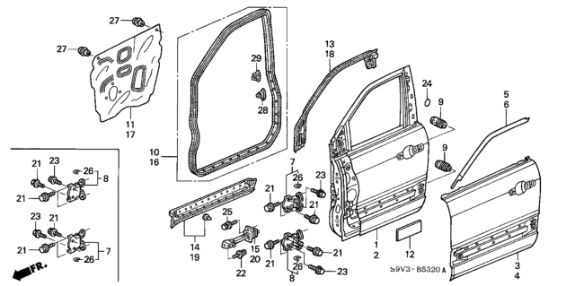 2007 Honda Pilot Front Door Panels Diagram