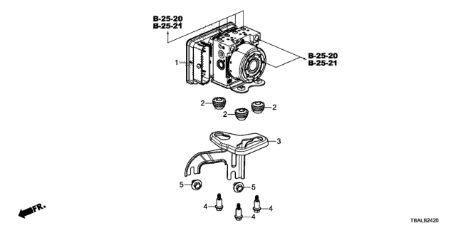 2020 Honda Civic Modulator Assembly, Vsa Diagram for 57100-TBF-L32