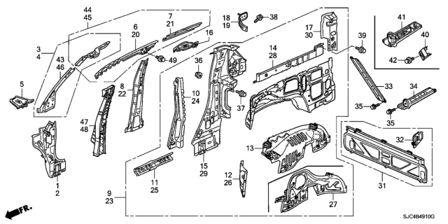 2008 Honda Ridgeline Stiff R,RR Tail Gate Diagram for 64370-SJC-305ZZ