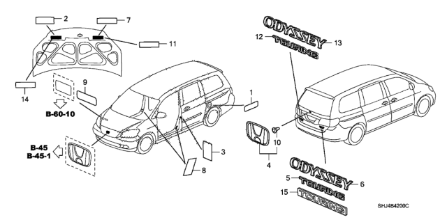 2006 Honda Odyssey 5 Door EXL-T (NAVIGATION) KA 5AT Emblem - Caution Label Diagram