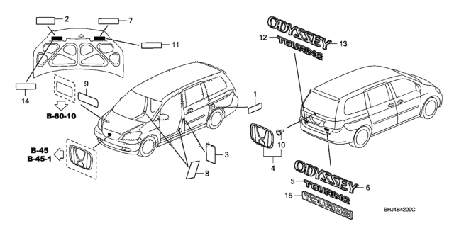 2007 Honda Odyssey Emblem - Caution Label Diagram