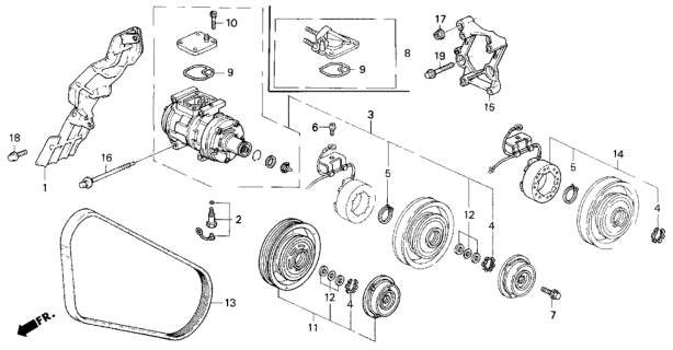 1993 Honda Accord 2 Door DX KA 5MT A/C Compressor Diagram 2