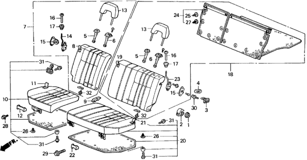 1990 Honda Civic Cover, L. Hinge *NH89L* (PALMY GRAY) Diagram for 82532-SH5-A01ZF