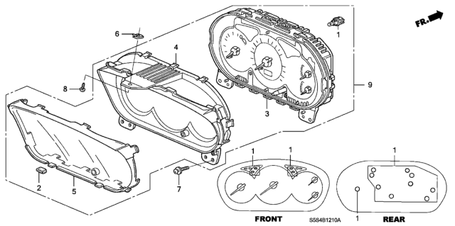 2002 Honda Civic Meter Assembly, Speed & Tacho & Fuel & Temperature Diagram for 78120-S5T-A01