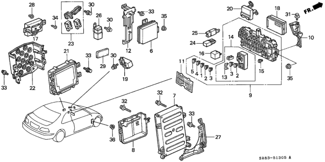 1993 Honda Civic Control Unit (Cabin) Diagram