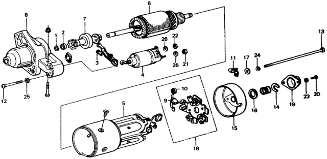 1977 Honda Civic 3 Door ** (1500) KL HMT Starter Motor Components (Denso) Diagram