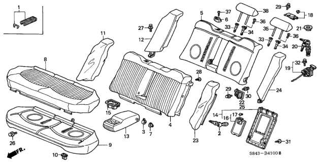 2000 Honda Accord Rear Seat Diagram