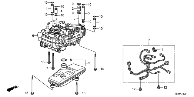 2015 Honda Civic AT Valve Body (CVT) Diagram