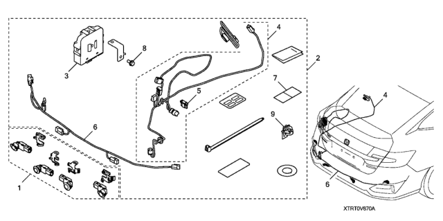 2018 Honda Clarity Electric Back-Up Sensor - Sensor Attachment Diagram